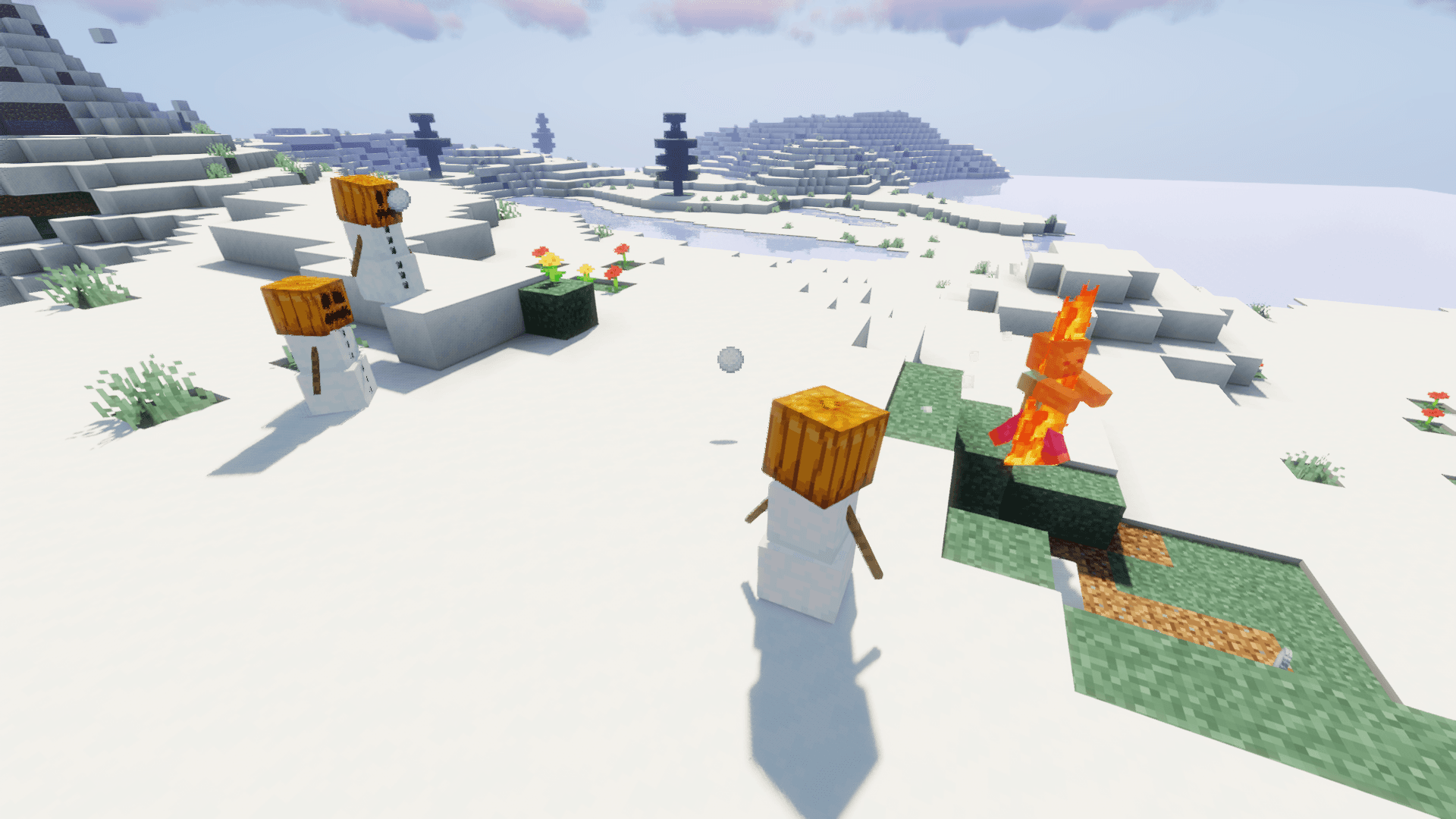 Snow Golems attacking each other